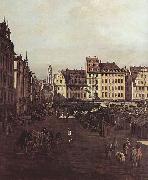 Bernardo Bellotto Ansicht von Dresden, Der Altmarkt von der Seegasse aus oil